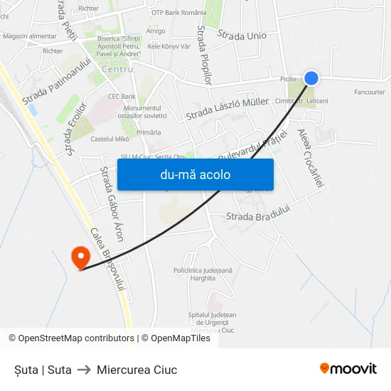 Harta de Șuta | Suta către Miercurea Ciuc