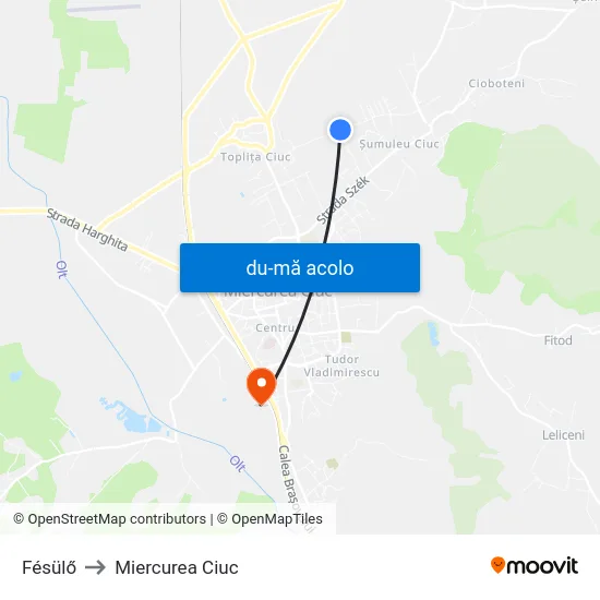 Harta de Str. Fésülő | Fésülő U. către Miercurea Ciuc