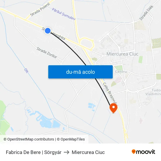 Harta de Fabrica De Bere | Sörgyár către Miercurea Ciuc