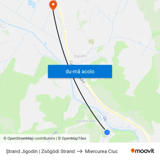 Harta de Ștrand Jigodin | Zsögödi Strand către Miercurea Ciuc