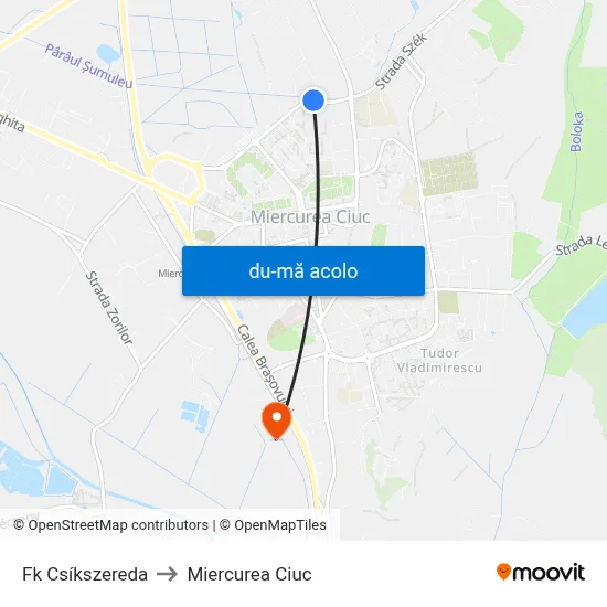 Harta de Fk Csíkszereda către Miercurea Ciuc