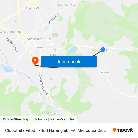 Harta de Clopotnița Fitod | Fitód Harangláb către Miercurea Ciuc