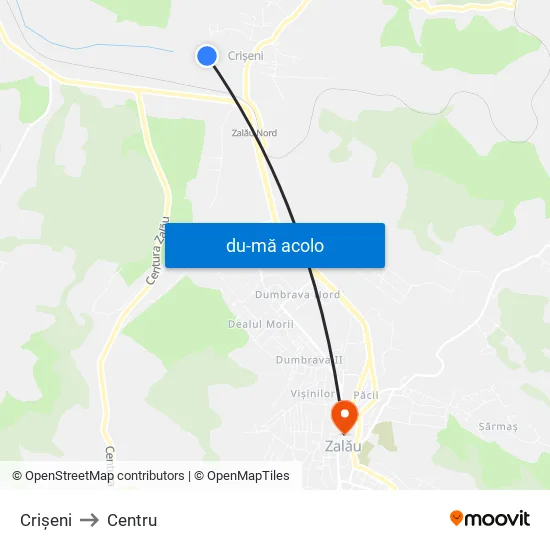 Harta de Crişeni către Centru