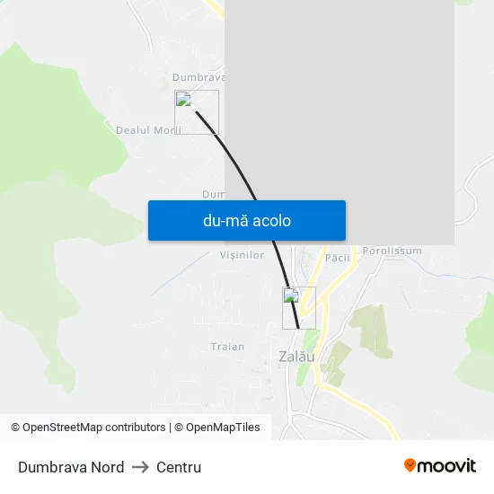 Harta de Dumbrava Nord către Centru