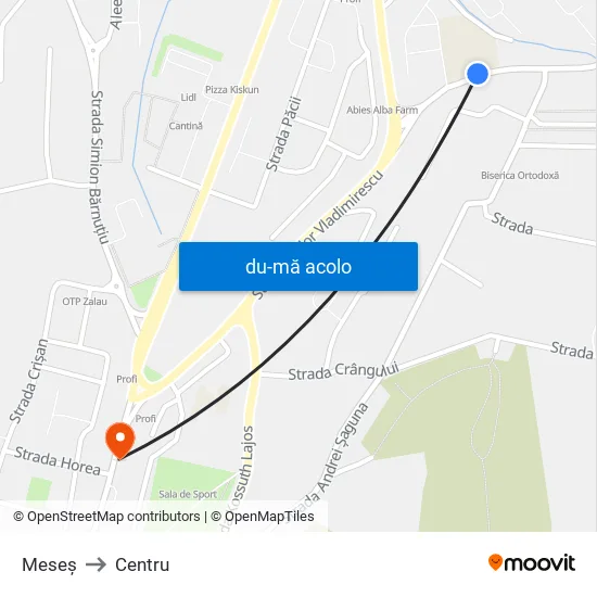 Harta de Meseş către Centru
