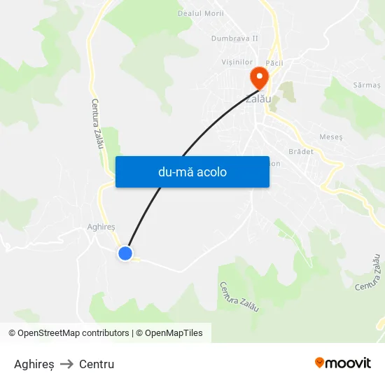 Harta de Aghireş către Centru