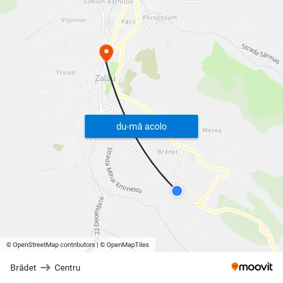 Harta de Brădet către Centru
