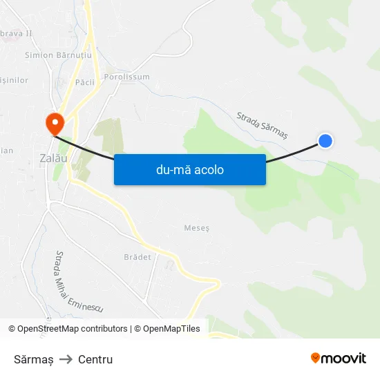 Harta de Sărmaş către Centru