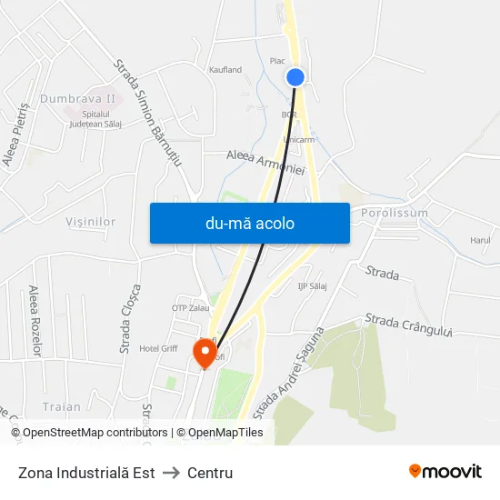 Harta de Zona Industrială Est către Centru