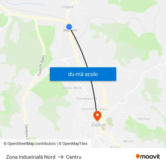 Harta de Zona Industrială Nord către Centru