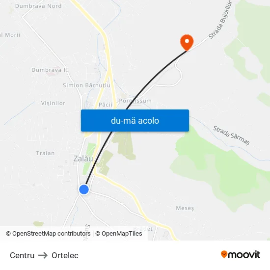 Harta de Centru către Ortelec