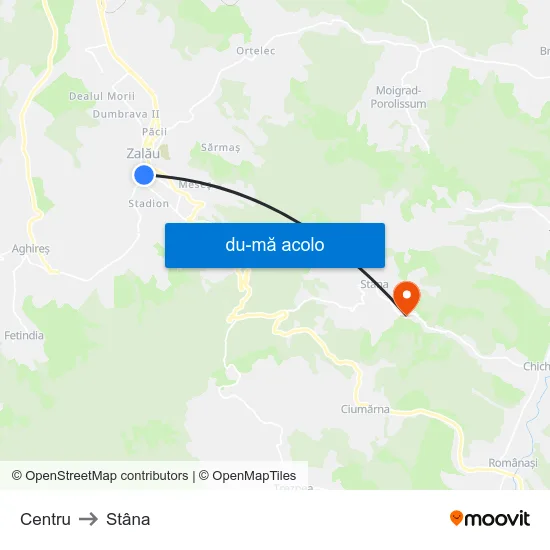 Harta de Centru către Stâna