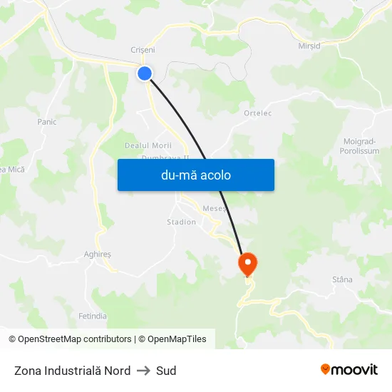 Harta de Zona Industrială Nord către Sud