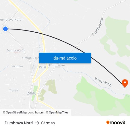 Harta de Dumbrava Nord către Sărmaş