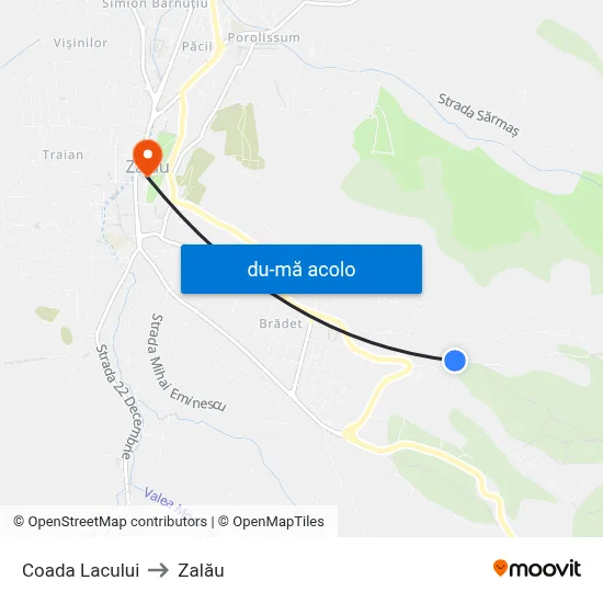 Harta de Coada Lacului către Zalău