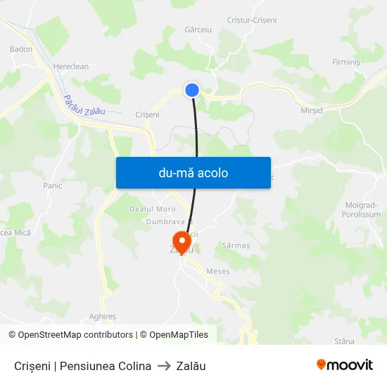 Harta de Crișeni | Pensiunea Colina către Zalău