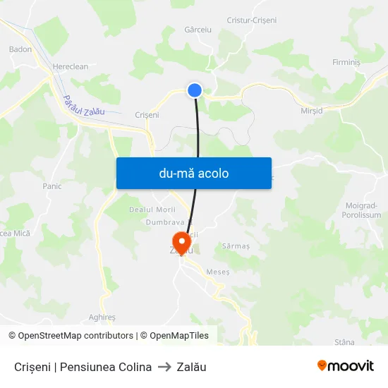 Harta de Crișeni | Pensiunea Colina către Zalău