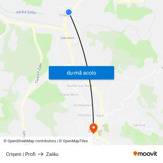 Harta de Crișeni | Profi către Zalău