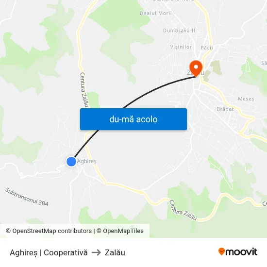 Harta de Aghireș | Cooperativă către Zalău
