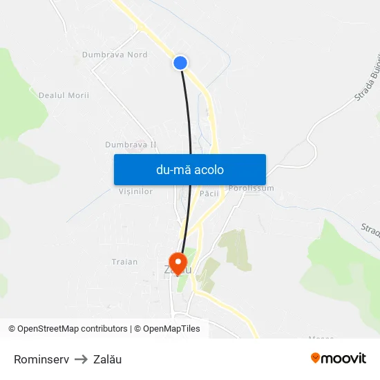 Harta de Rominserv către Zalău