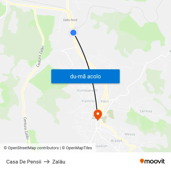 Harta de Casa De Pensii către Zalău