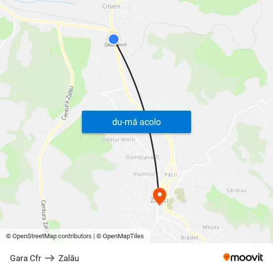 Harta de Gara Cfr către Zalău