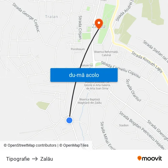 Harta de Tipografie către Zalău