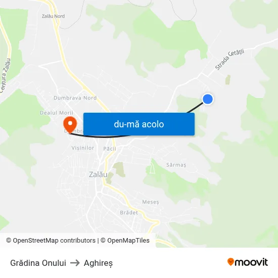 Harta de Grădina Onului către Aghireș