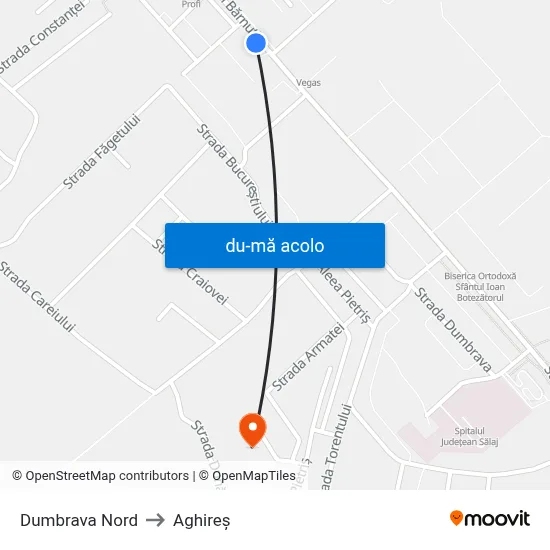 Harta de Dumbrava Nord către Aghireș