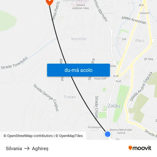 Harta de Silvania către Aghireș