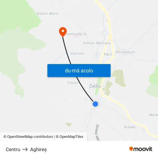 Harta de Centru către Aghireș