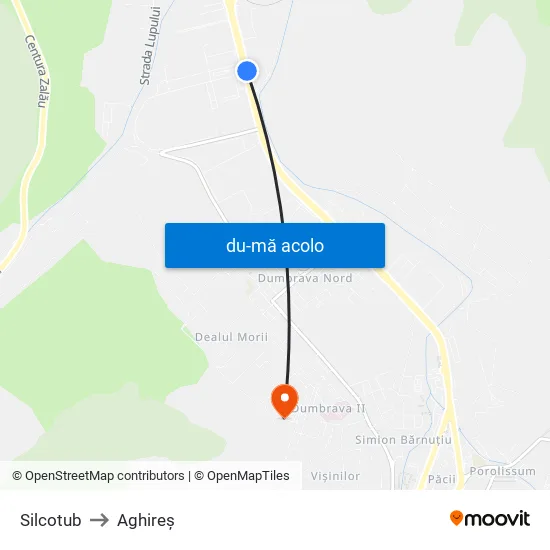 Harta de Silcotub către Aghireș