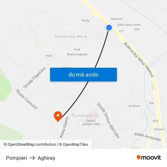 Harta de Pompieri către Aghireș