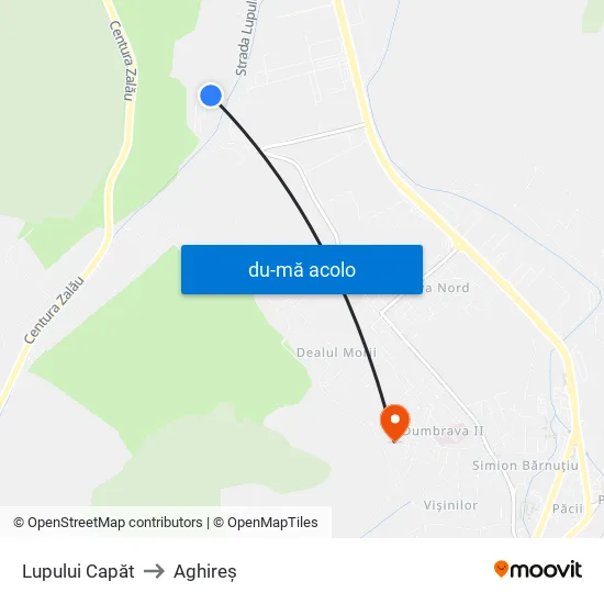 Harta de Lupului Capăt către Aghireș