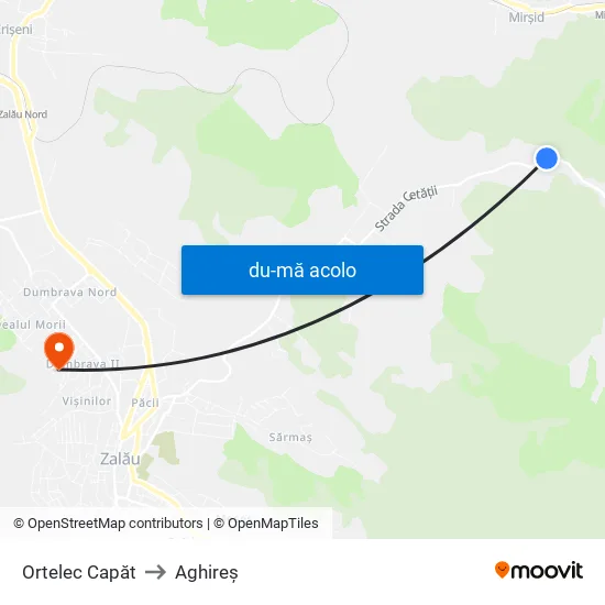 Harta de Ortelec Capăt către Aghireș