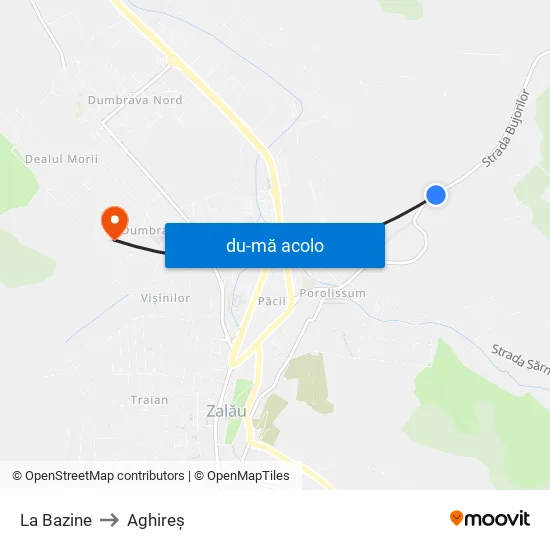 Harta de La Bazine către Aghireș