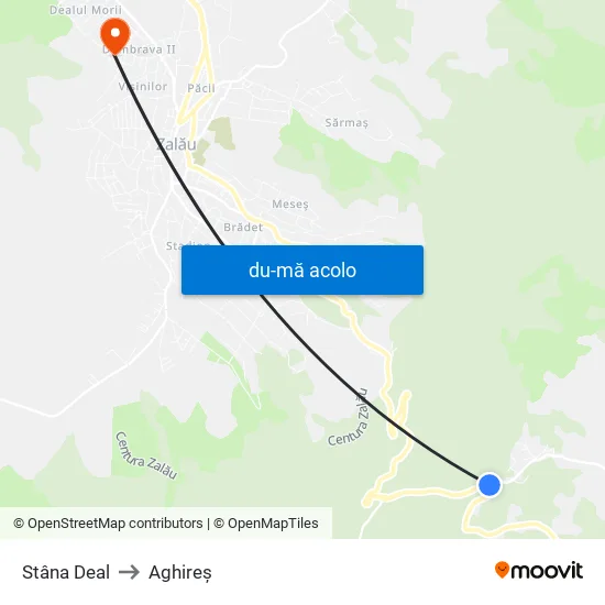 Harta de Stâna Deal către Aghireș