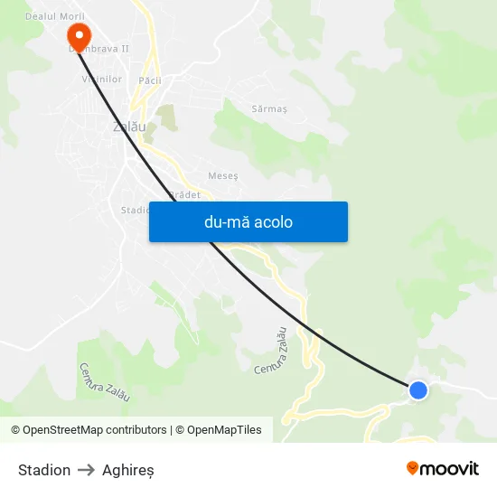 Harta de Stadion către Aghireș