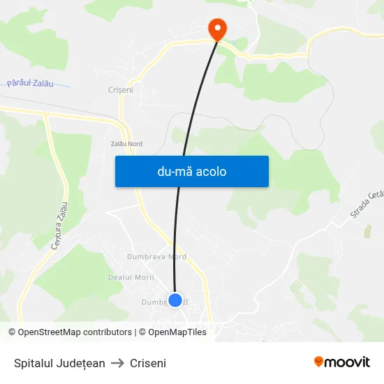 Harta de Spitalul Județean către Criseni