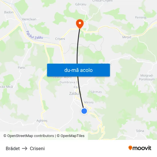 Harta de Brădet către Criseni