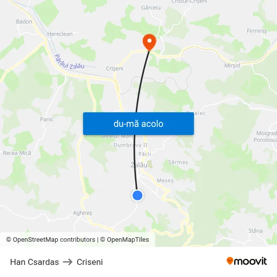 Harta de Han Csardas către Criseni