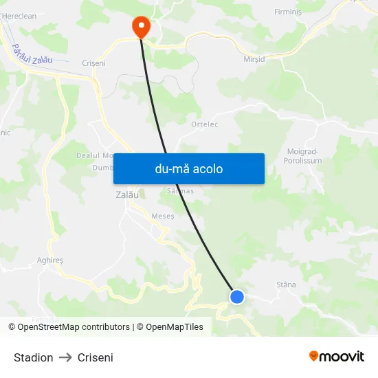 Harta de Stadion către Criseni
