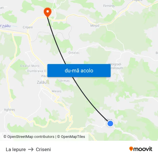 Harta de La Iepure către Criseni