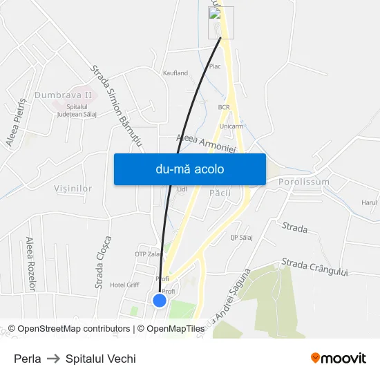 Harta de Perla către Spitalul Vechi