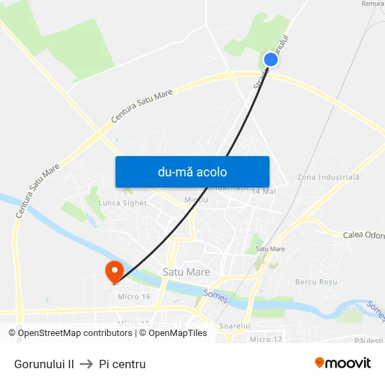 Harta de Gorunului II către Pi centru