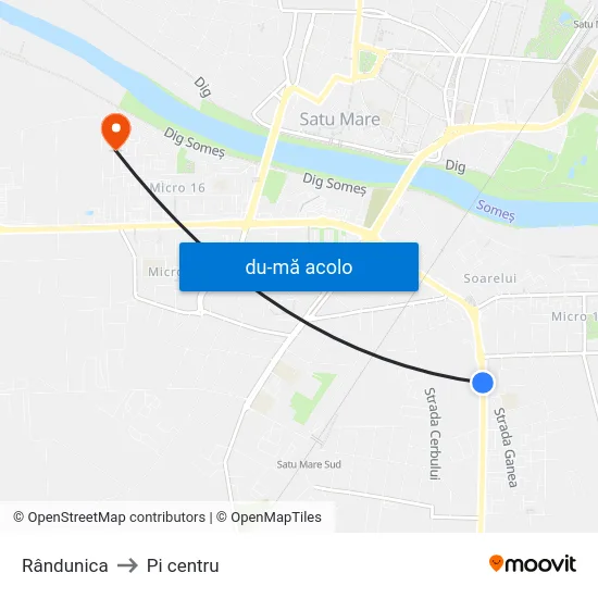 Harta de Rândunica către Pi centru