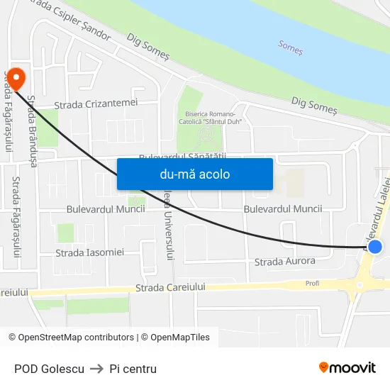 Harta de POD Golescu către Pi centru