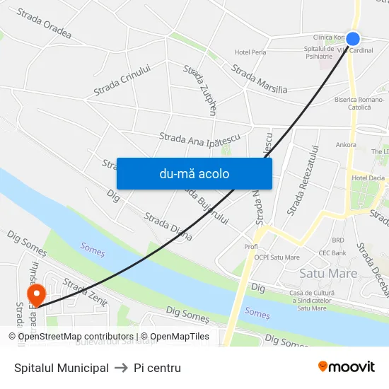 Harta de Spitalul Municipal către Pi centru