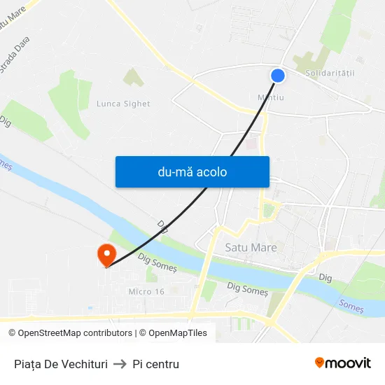 Harta de Piața De Vechituri către Pi centru