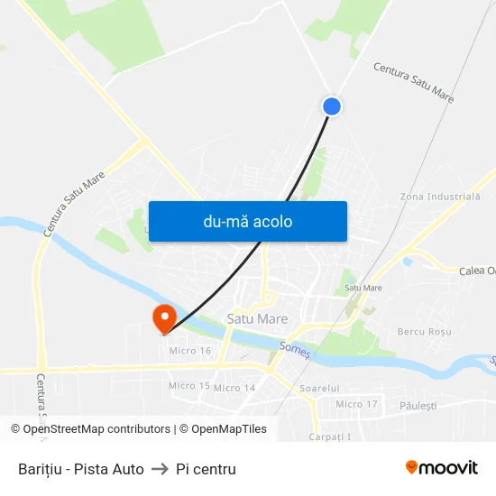 Harta de Barițiu - Pista Auto către Pi centru